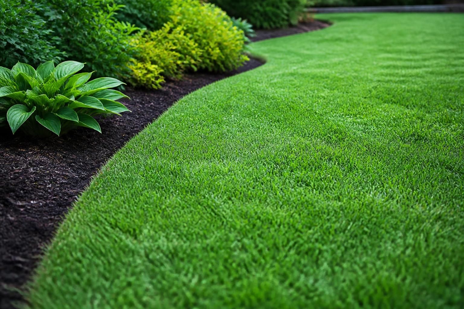 Neatly maintained green lawn with crisp edges.
